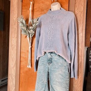 White Stag Floral Embroidered Sweater